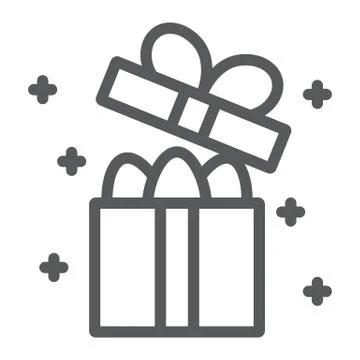 Easter gift box line icon, present and easter, eggs in package sign, vector Stock Illustration