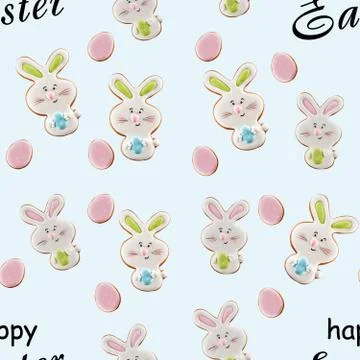 Easter ginger cookies isolated on light blue. Stock Illustration