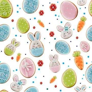 Easter ginger cookies on white background. Stock Illustration