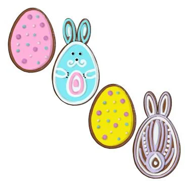 Easter gingerbread eggs for mood Illustrazione stock