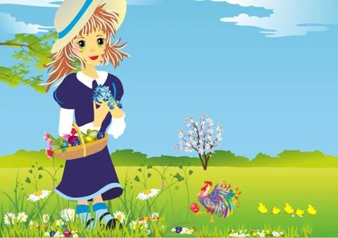Easter girl Stock Illustration