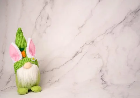 Easter Gnome Bunny   on White Background Stock Photos