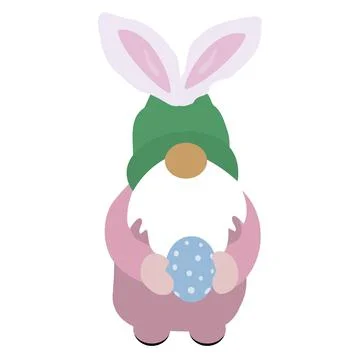 Easter gnome on white background Stock Illustration