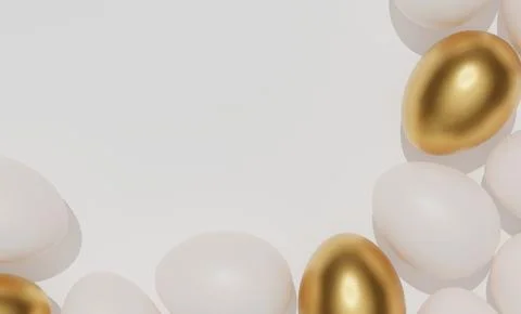 Easter gold egg frame 3d render background イラスト素材