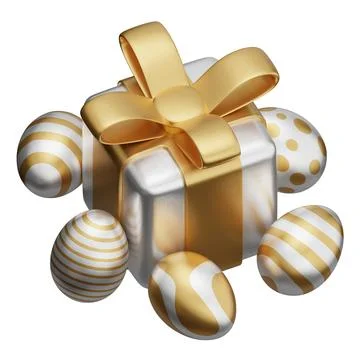 Easter gold egg gift box 3d isometric illustration Stock Illustration