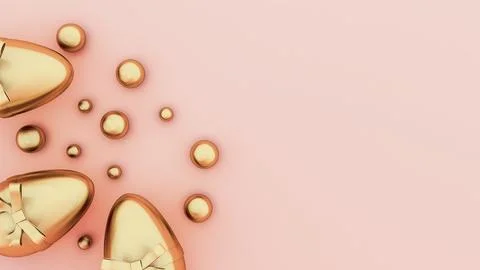Easter golden egg with ribbon bow on pastel background Stock Illustration