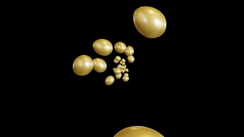 Easter golden eggs 3D animation on black background Looped Seamless animatio Stock Footage 127655853