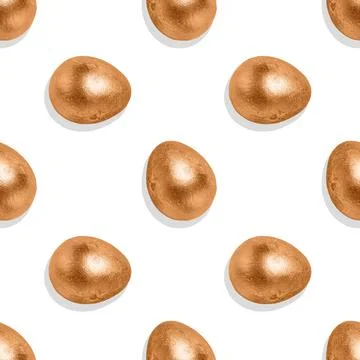 Easter golden eggs on white background seamless pattern. Stock Illustration