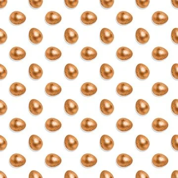 Easter golden eggs on white background seamless pattern. Stock Illustration