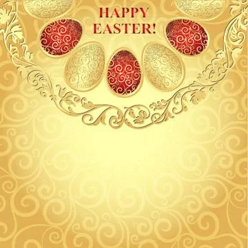 Easter golden frame Stock Illustration