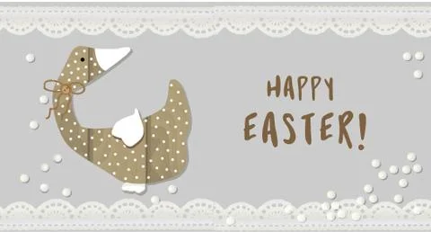Easter. Goose vector illustration. Duck. Domestic bird. Wooden figurine. Deco Stock Illustration