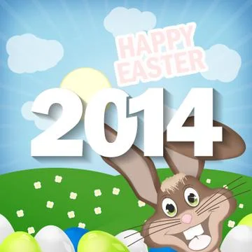 Easter graphic with bunny creative fresh design Stock Illustration