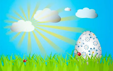 Easter grass ang egg Stock Illustration