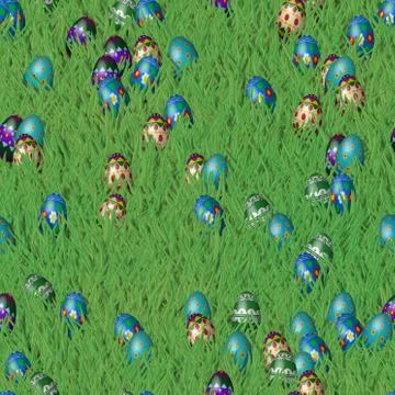 Easter grass with eggs seamless texture Illustrazione stock