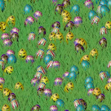 Easter grass with eggs seamless texture イラスト素材