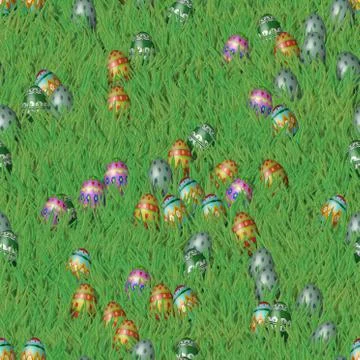 Easter grass with eggs seamless texture イラスト素材