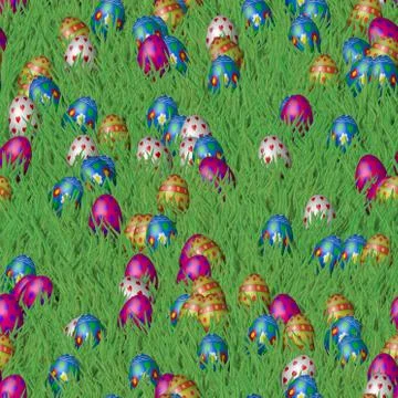 Easter grass with eggs seamless texture Stock Illustration