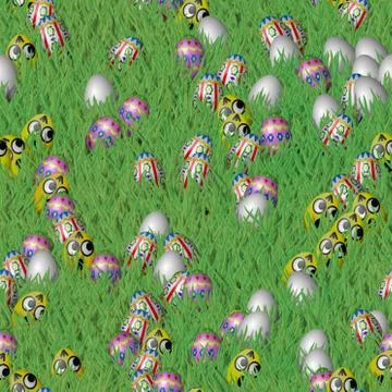 Easter grass with eggs seamless texture Illustrazione stock