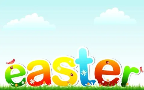 Easter on grass Stock Illustration