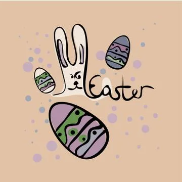 Easter greating card with rabbit. Stock Illustration