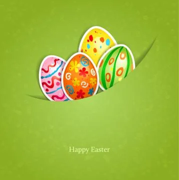 Easter green background with egg Stock Illustration