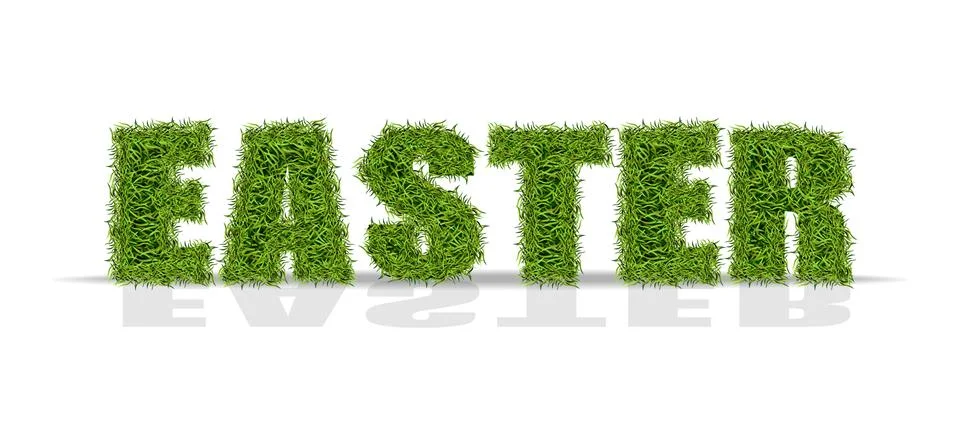 Easter green grass sign Vector realistic. Isolated on white background. Holid Illustrazione stock