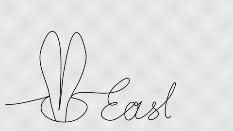 Easter greeting and rabbit ears, one line drawing animation. Video clip with alp Stock Footage 264899722