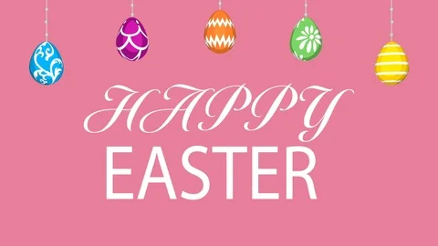 Easter greeting animation, Hanging eggs, motion Graphics - Pink Stock Footage 103827204