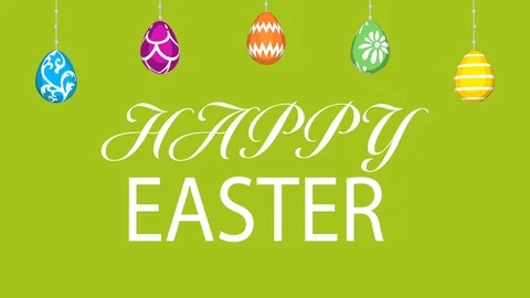 Easter greeting animation, Hanging eggs, motion Graphics - Green Stock Footage 103827214