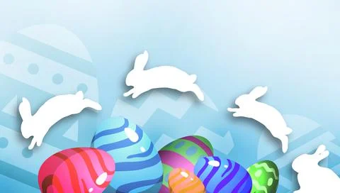 Easter greeting Background design for banner template and bunny paper cut style Stock Illustration