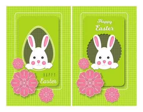 Easter greeting card with cute easter bunny Stock Illustration