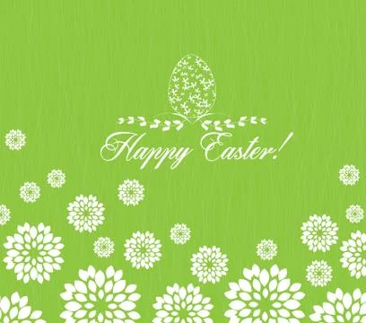 Easter greeting card with decorative egg on green background Stock Illustration