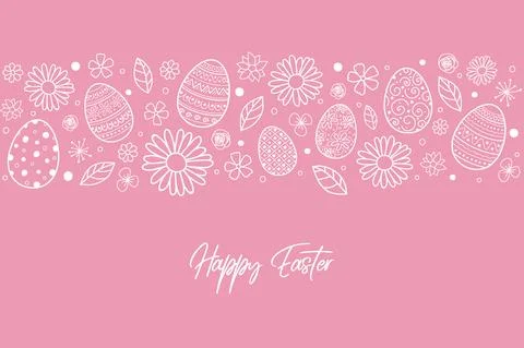 Easter greeting card with decorative eggs nad flowers. Vector Illustrazione stock