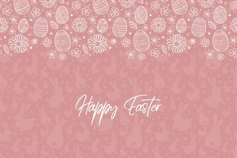 Easter greeting card with decorative eggs nad flowers. Vector Stock Illustration