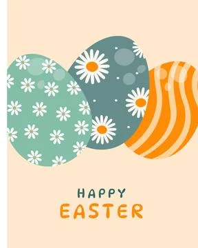 Easter greeting card. Easter design with colorful eggs. Stock-Illustration