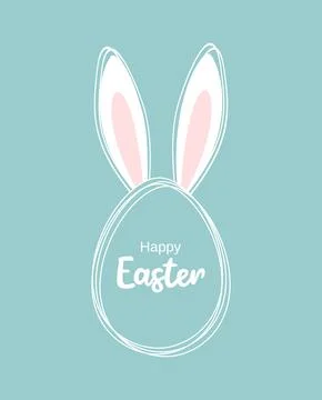 Easter greeting card. Easter egg with typography inside and rabbit ears Illustrazione stock