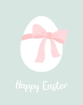Easter greeting card. Easter egg tied with a pink bow. Vector illustration Stock Illustration