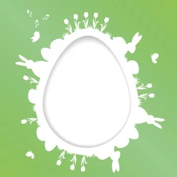 Easter greeting card with egg and rabbit Stock Illustration
