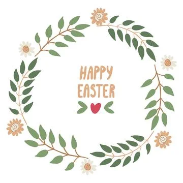 Easter greeting card with eggs and tree branches Stock Illustration