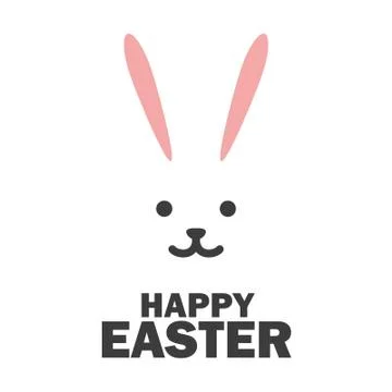 Easter greeting card with the features of a bunny on it, minimalist, holiday Illustrazione stock
