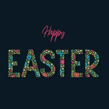 Easter greeting card with flowers. Vector Stock Illustration
