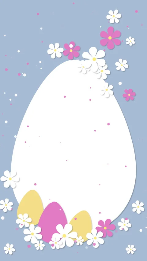 Easter greeting card pastel blue soft egg shape abstract frame. Loop animated Stock Footage 303437372