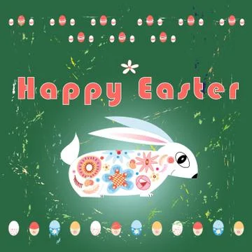Easter greeting card with rabbit Stock Illustration