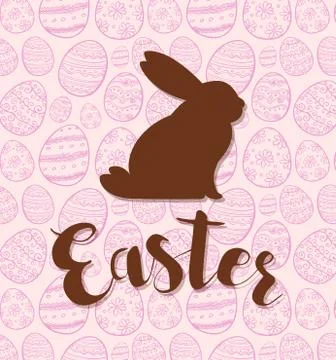 Easter greeting card with rabbit Stock Illustration