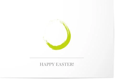 Easter greeting card in simple clean minimalist style. Green easter egg on white Illustrazione stock
