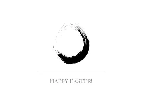 Easter greeting card in simple clean minimalist style. Stylized easter egg on Illustrazione stock