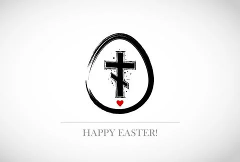 Christian Illustration Of Wooden Cross Happy Easter Image Stock