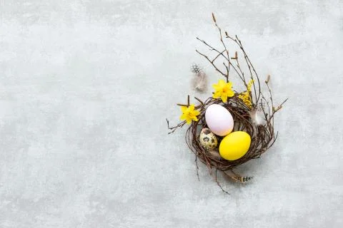 Easter greeting card template with a blank space for a text Stock Photos