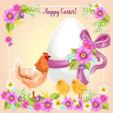 Easter greeting card vector flowers, paschal egg Stock Illustration