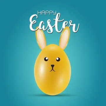 Easter greeting card with yellow eggs and bunny ears Stock Illustration